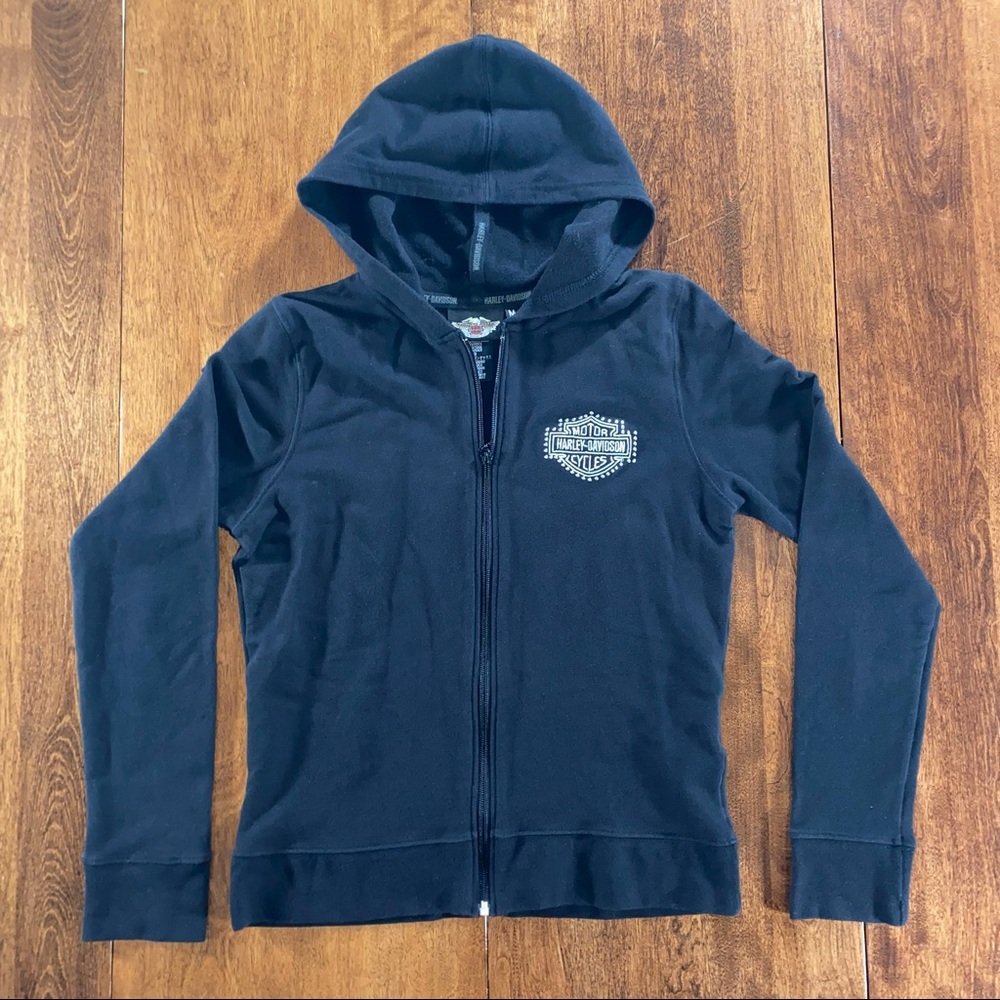 Womens Harley Davidson zip up hooded sweatshirt black medium